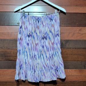 Vintage BFA Classics Pleated Multicolor Midi Skirt - Lavender Pattern